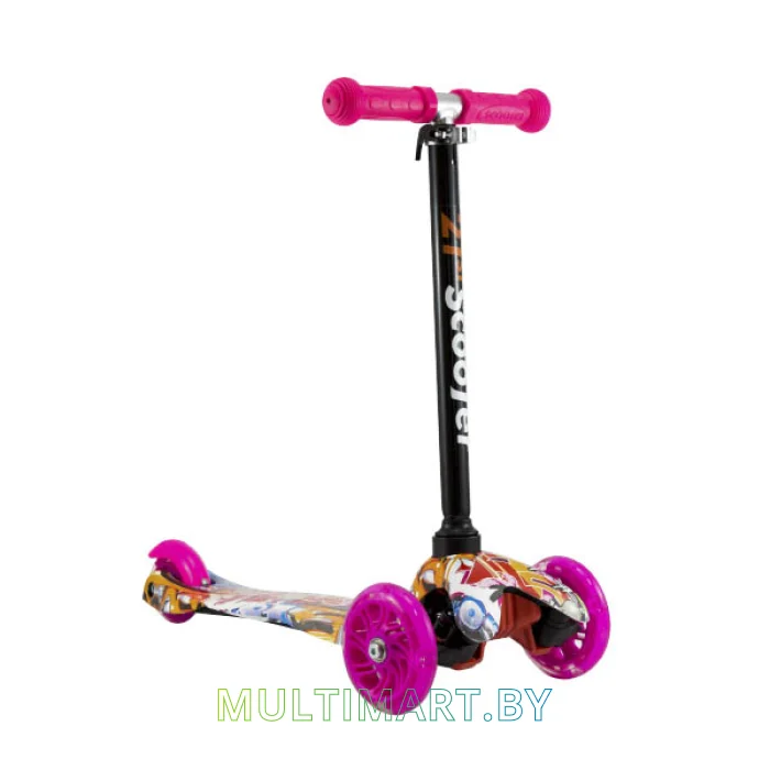 Самокат 21st Scooter Mini PK 038Z розовый, прозрачные колёса